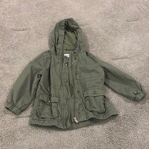 Old Navy Green Raincoat with Hood and Relaxed Fit